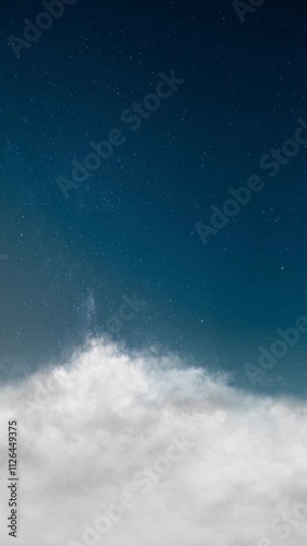 Starry blue sky with clouds vertical looping animation abstract background
