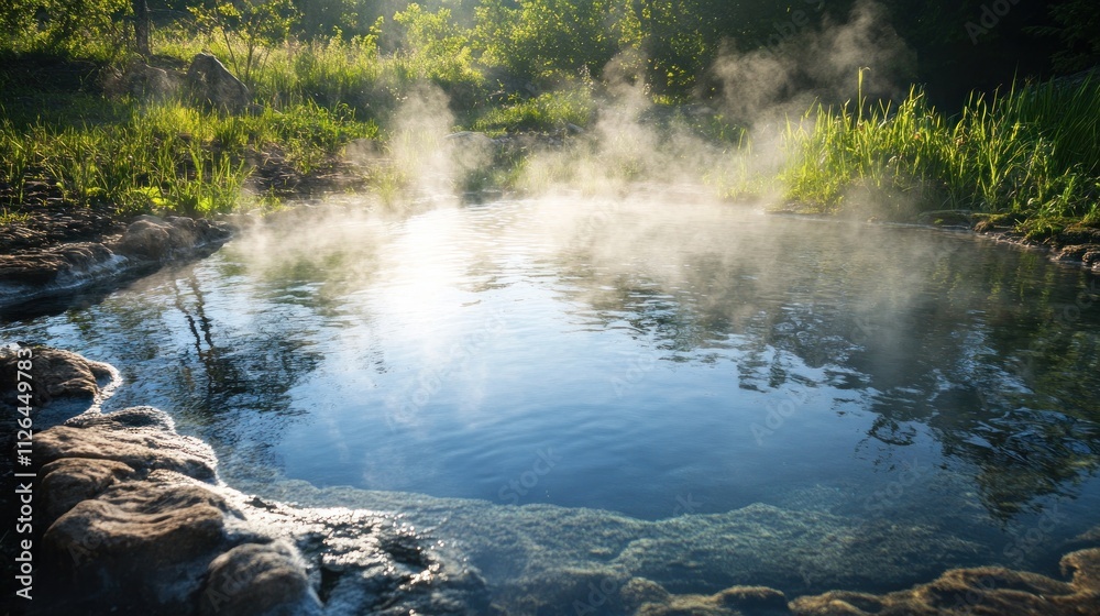 Serene Morning at the Geothermal Hot Spring Serene Morning at the Geothermal Hot Spring