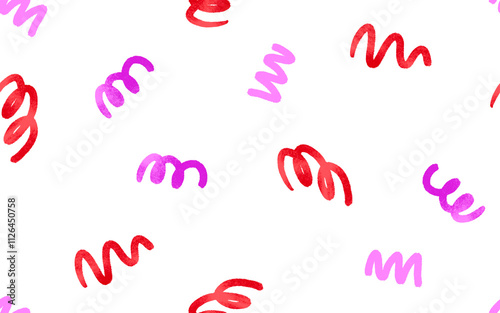 Funky brush strokes seamless pattern. Endless color funny background for kids. Birthday art