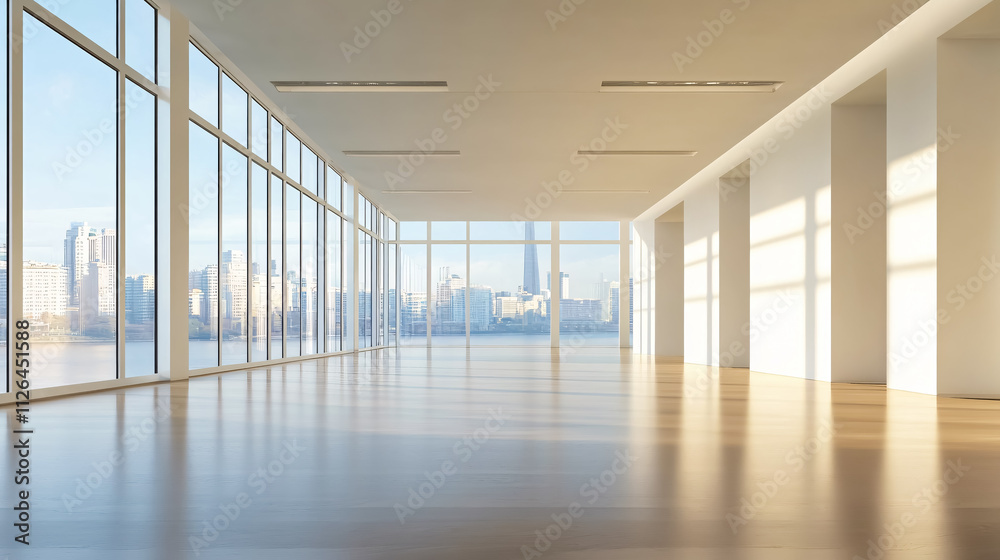 A modern, empty interior space. A modern, empty interior space.