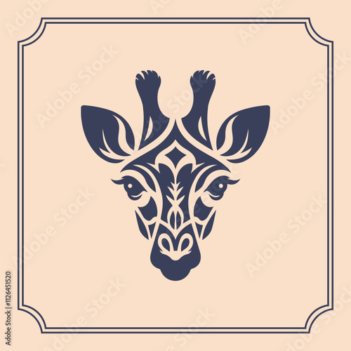 Giraffe head silhouette logo style illustration photo