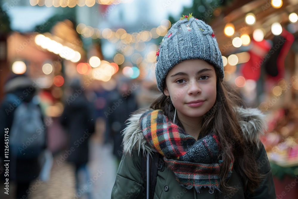 Romantic Christmas walk through markets happy Christmas ai generative