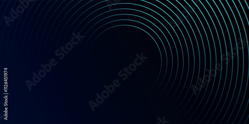 Blue abstract background with glowing circles. Swirl circular lines pattern. Geometric spiral. Twirl element. Modern graphic desi