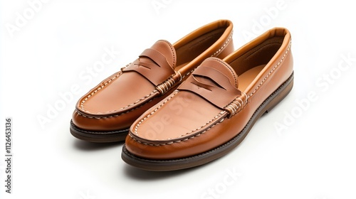 Wallpaper Mural Elegant Italian leather moccasin shoes on pristine white background showcasing craftsmanship and style for fashion retail advertising. Torontodigital.ca
