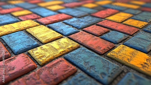 Seamless multicolor interlocking paving design perfect for modern landscaping and exterior decoration