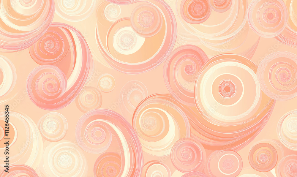 Soft peach and orange swirl pattern with a groovy 1970s retro vibe on a muted pink background. Perfect for vintage-inspired designs or posters, evoking nostalgia and happy, eye-catching energy. Soft peach and orange swirl pattern with a groovy 1970s retro vibe on a muted pink background. Perfect for vintage-inspired designs or posters, evoking nostalgia and happy, eye-catching energy.