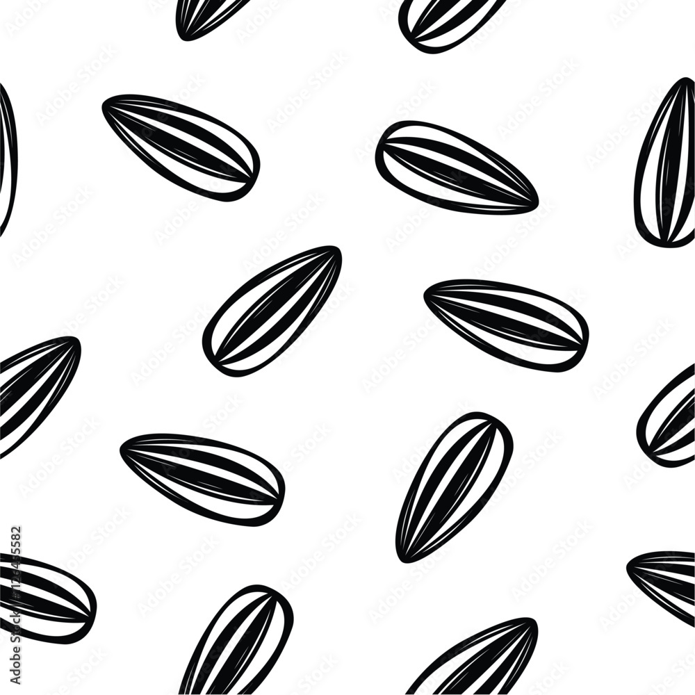 Sunflower seed's seamless black pattern design Sunflower seed's seamless black pattern design
