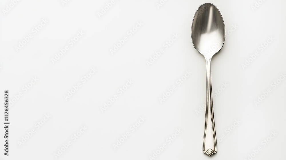 Elegant Silver Spoon on Minimalistic Background for Culinary and Dining Concepts in Modern Aesthetic Design Elegant Silver Spoon on Minimalistic Background for Culinary and Dining Concepts in Modern Aesthetic Design