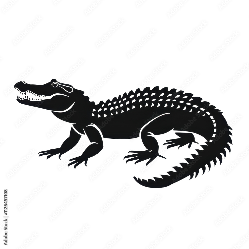 Obraz premium Alligator Illustration: A Dark and Dramatic Silhouette of a Reptile