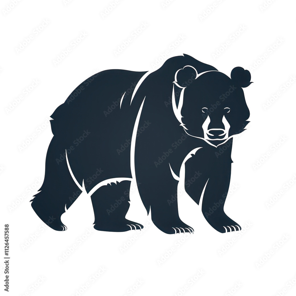 Fototapeta premium Majestic Black Bear Silhouette in the Night: A Dark Wildlife Image