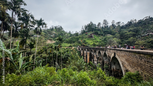 The view of Nine Arches Bridge in Ella, Sri Lanka