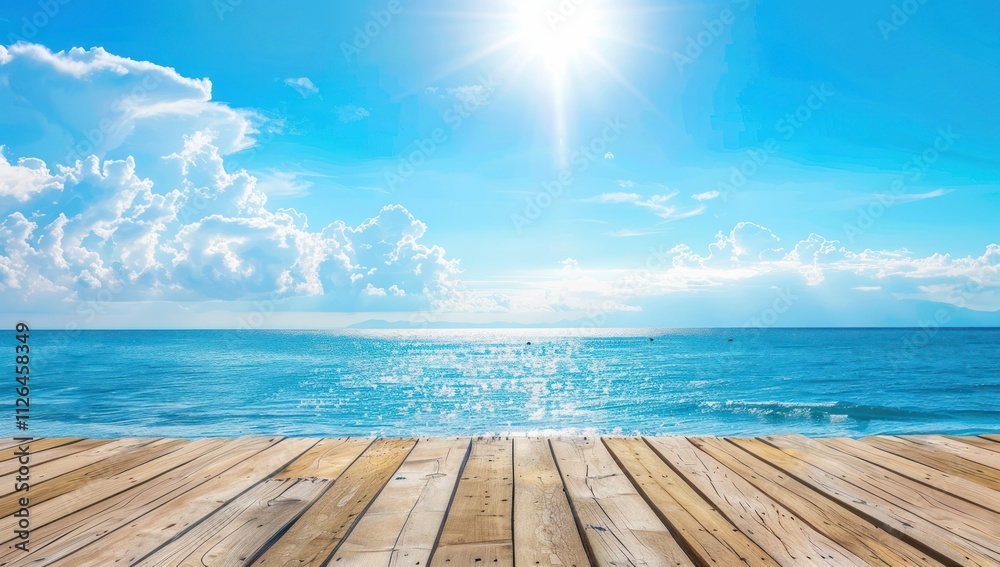 Empty wooden table with white sand calm sea bay blue sky, Beautiful summer nature vacation island in the background with copy space. Empty wooden table with white sand calm sea bay blue sky, Beautiful summer nature vacation island in the background with copy space.