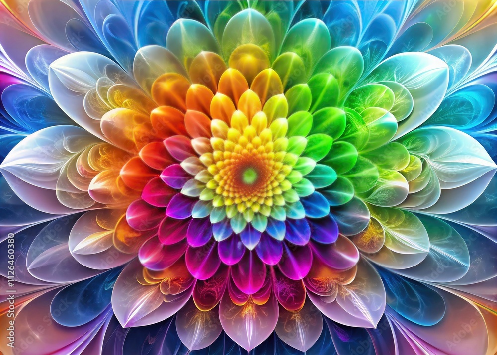 Surreal Rainbow Fractal Flower, Psychedelic Floral Art, Digital Painting, Abstract Nature, Whimsical Bloom Surreal Rainbow Fractal Flower, Psychedelic Floral Art, Digital Painting, Abstract Nature, Whimsical Bloom