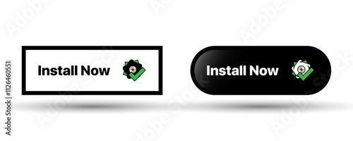 One-click Install icons. 'Install Now' button—designed for speed, simplicity, and reliability. Start your journey in seconds! Vector Illustration concept.
