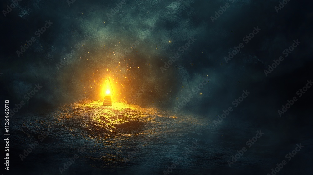 A small light shining in the darkness, symbolizing hope and guidance amidst uncertainty. A small light shining in the darkness, symbolizing hope and guidance amidst uncertainty.