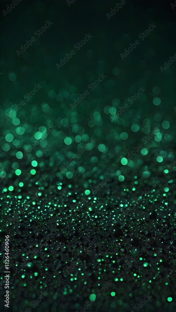 Dark Green to Black Gradient with Dew-Like Bokeh for Elegant Backdrops