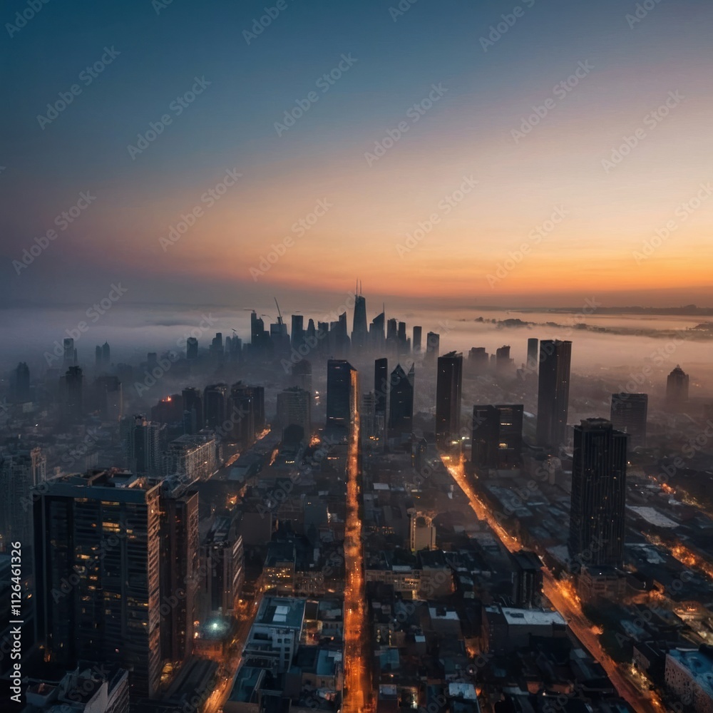 Fototapeta premium city skyline at sunset
