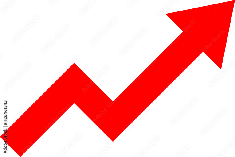 Growth, progress arrow, red bold arrow, simple arrow vector Growth, progress arrow, red bold arrow, simple arrow vector