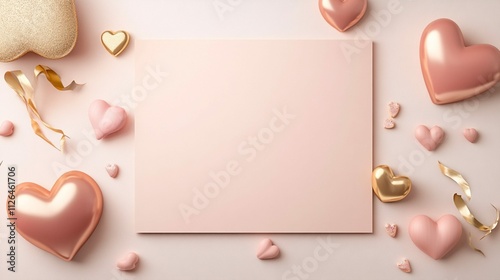 valentine card with hearts and ribbon