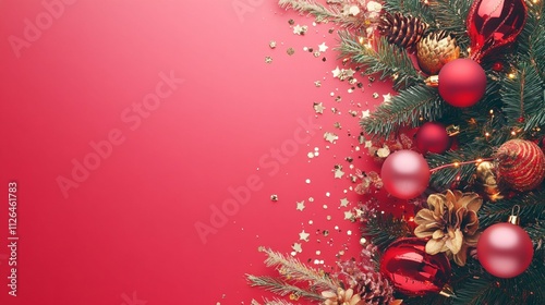 christmas background with christmas tree and decorations