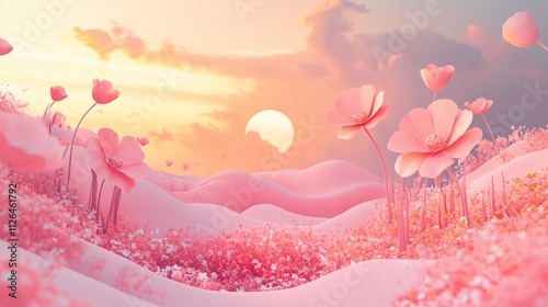 Pink background with flowers