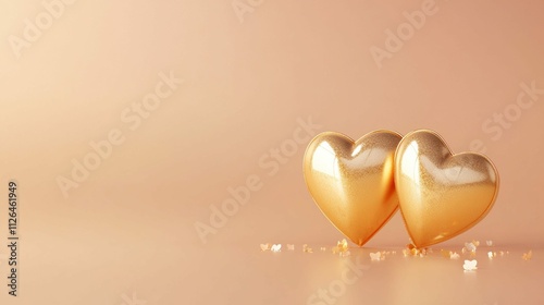golden heart with ribbon valentine background 
