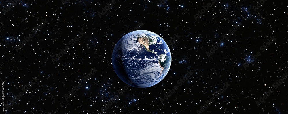 A high-altitude shot of the Earth from space, showing stars in the background, realistic, very detailed A high-altitude shot of the Earth from space, showing stars in the background, realistic, very detailed