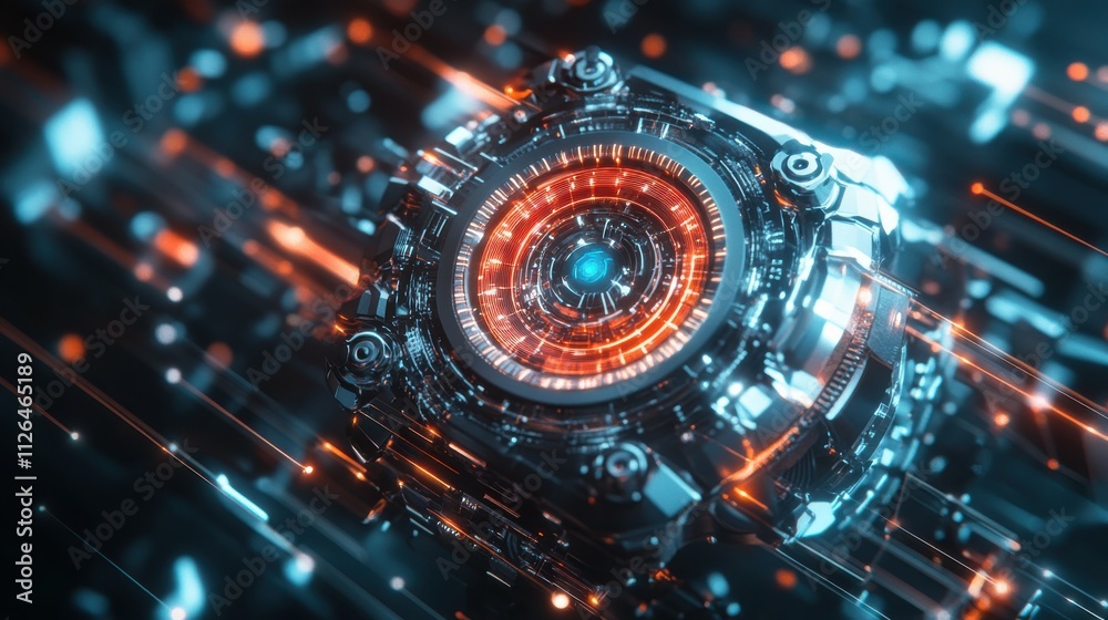 A futuristic electric motor surrounded by digital energy, symbolizing innovation in the electric motor market. A futuristic electric motor surrounded by digital energy, symbolizing innovation in the electric motor market.