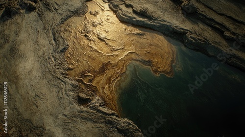 A polluted marine surface reflecting the sunset, showing the stark reality of human impact on the environment.