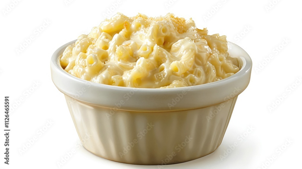 A creamy mac and cheese, isolated on a white background A creamy mac and cheese, isolated on a white background