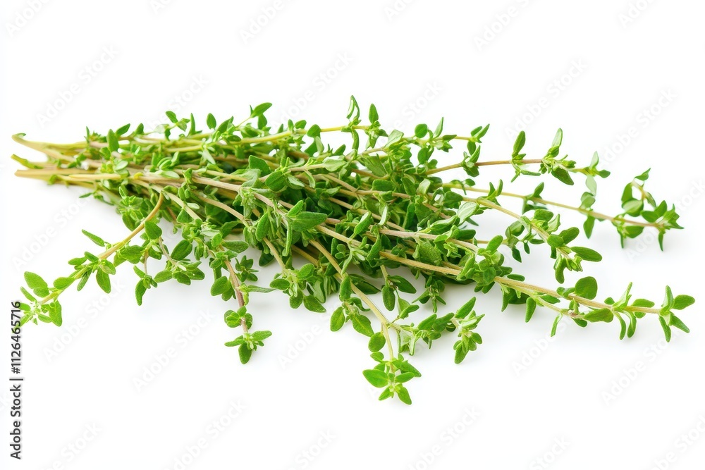 Fresh thyme sprigs ready for culinary use in cooking or flavoring dishes Fresh thyme sprigs ready for culinary use in cooking or flavoring dishes