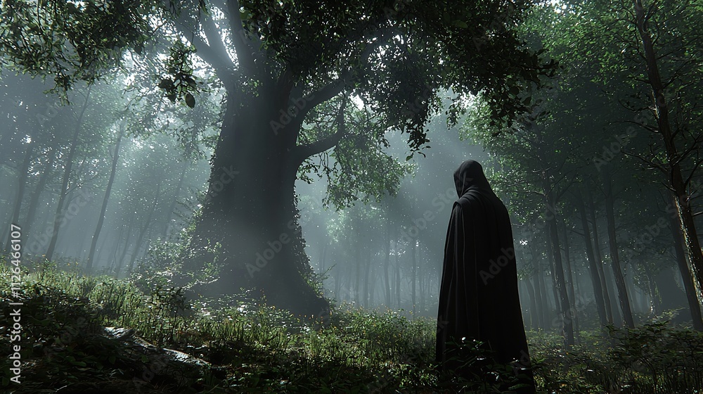 An Ethereal Image of a Dense Forest Shrouded in Fog An Ethereal Image of a Dense Forest Shrouded in Fog