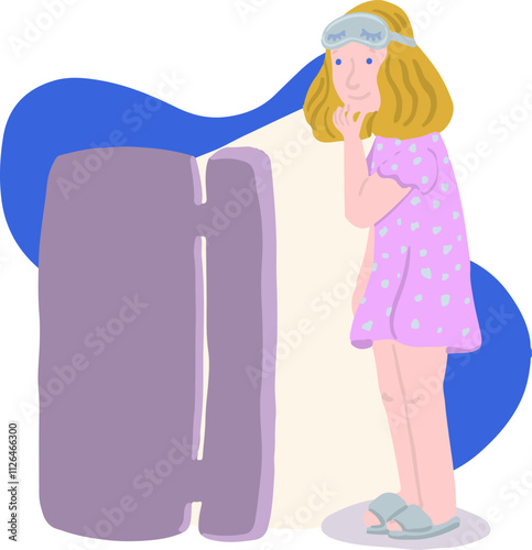 Man Open Refrigerator for Food. Overeating Guilty Pleasure. Late Snack on Midnight.Unhealthy Bad Habbits in Vector Illustration. Overweight Diet. Junk Food Addiction Banner Image.