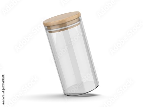 Blank glass storage jar mockup template 3d illustration.