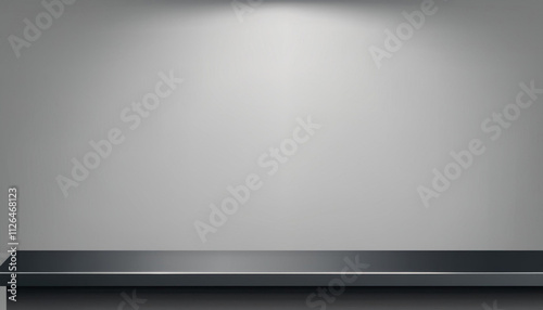 Wallpaper Mural Black steel countertop, empty shelf. realistic mockup of table top, kitchen counter on gray background with spot light. Bar desk surface in foreground Torontodigital.ca