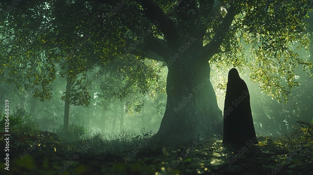 An Ethereal Image of a Dense Forest Shrouded in Fog An Ethereal Image of a Dense Forest Shrouded in Fog