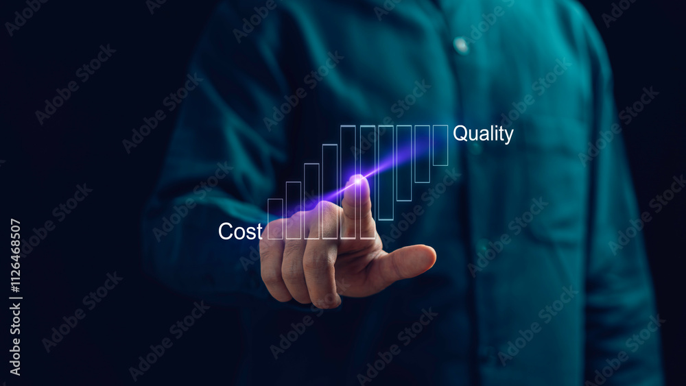 Concept of standard control balancing cost and quality, strengthening consumer confidence.