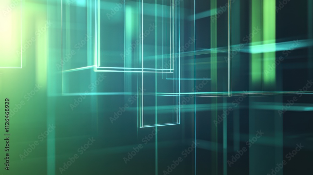 Abstract Geometric Pattern with Glowing Green Lines Abstract Geometric Pattern with Glowing Green Lines