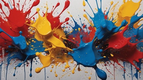 Vibrant Burst of Colourful Paint Splashes in Motion.