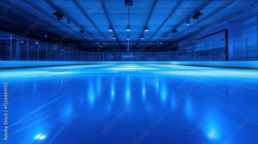Fototapeta premium illuminated ice rink with blue lighting