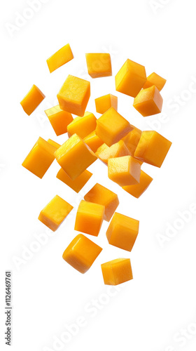 Falling Mango cube isolated on transparent background