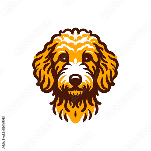 simple drawing vector logo of cute golden doodle  head