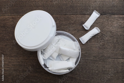 A box of snus pads is a substitute for smokeless cigarettes. Swedish nicotine pouche  
