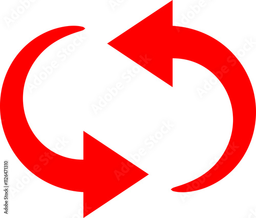 Refresh, reload, update, cycle, rotation, loop arrow icon in red color vector