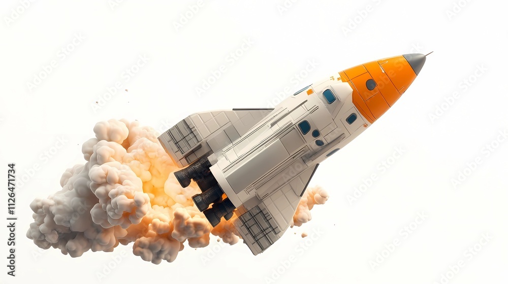 rocket space on white background