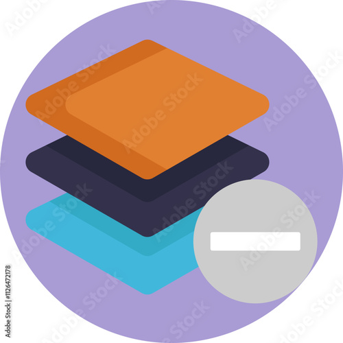 A simple icon representing the action to remove or delete layers from a document.
