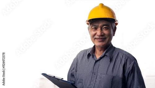 Hardworking industrial engineer in safety helmet oversees warehouse operations