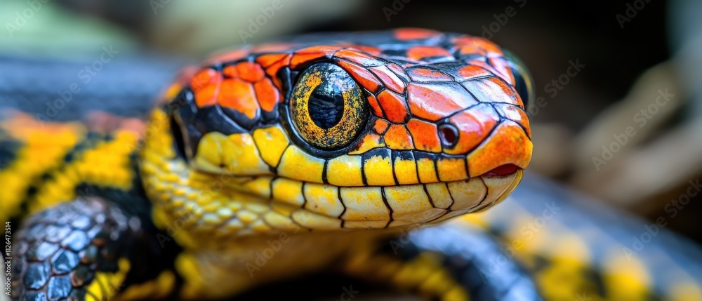 close-up of a colorful reptile with vibrant patterns close-up of a colorful reptile with vibrant patterns