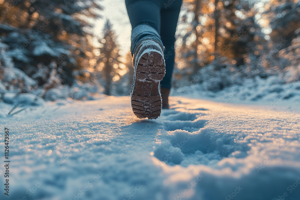 Generative AI Image of a Dreamy Person Enjoying the Winter Forest During Christmas and New Year Holidays