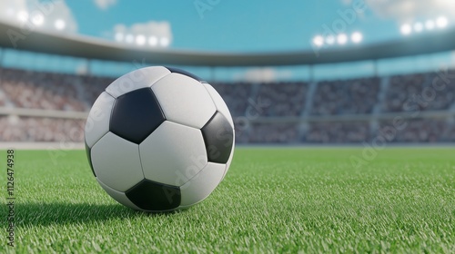 A captivating soccer ball banner showcasing a panoramic view of a soccer stadium, with the soccer ball in focus, symbolizing the passion and unity of soccer enthusiasts.